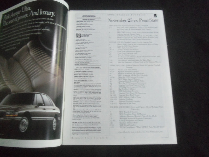 1995 NOVEMBER 25 FOOTBALL PROGRAM - MICHIGAN STATE VS PENN STATE UNIV - B 5533S
