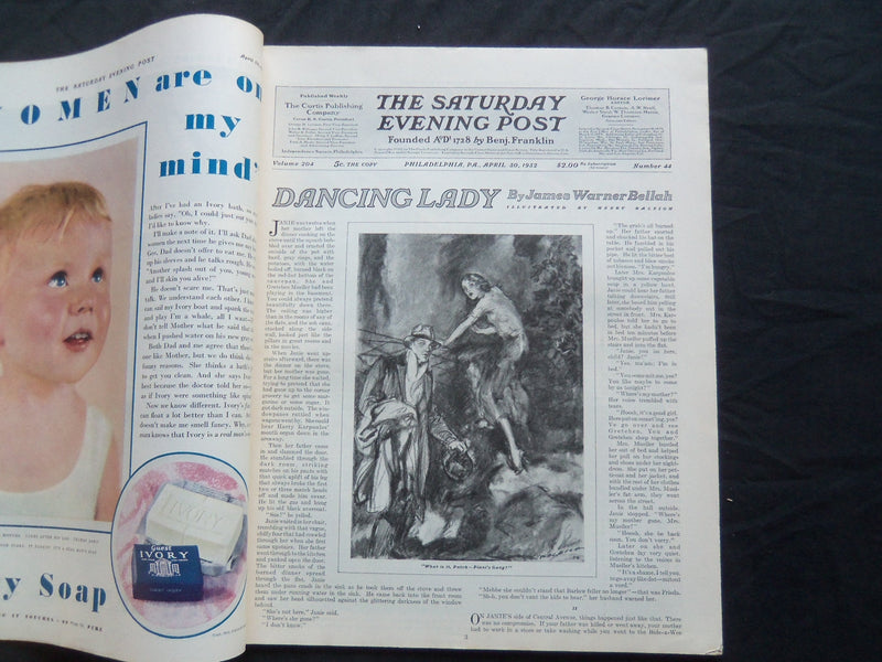 1932 APRIL 30 THE SATURDAY EVENING POST MAGAZINE - ILLUSTRATED COVER -SP 1462