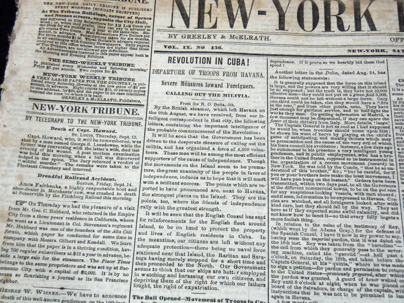 1849 SEPTEMBER NEW YORK DAILY TRIBUNE NEWSPAPER LOT OF 24 - GOLD RUSH - NP 5839H