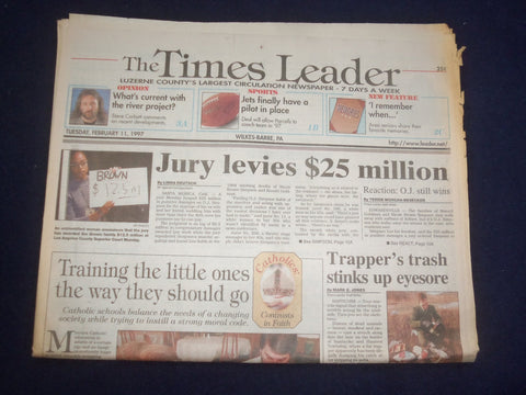 1997 FEB 11 WILKES-BARRE TIMES LEADER - O.J. JURY LEVIES $25 MILLION - NP 8177