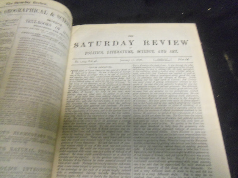 1878 SATURDAY REVIEW 2 BOUND VOLUMES - COMPLETE YR- PUBLISHED IN LONDON - R 1073