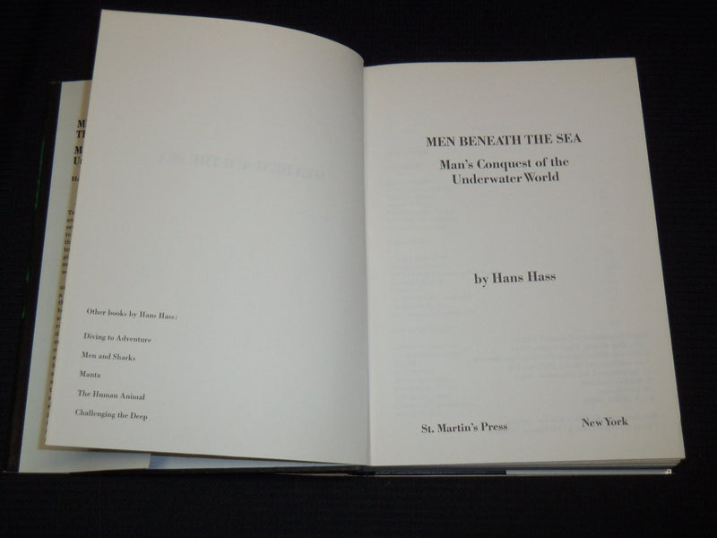 1975 MEN BENEATH THE SEA HARDCOVER BOOK BY HANS HASS - KD 7746