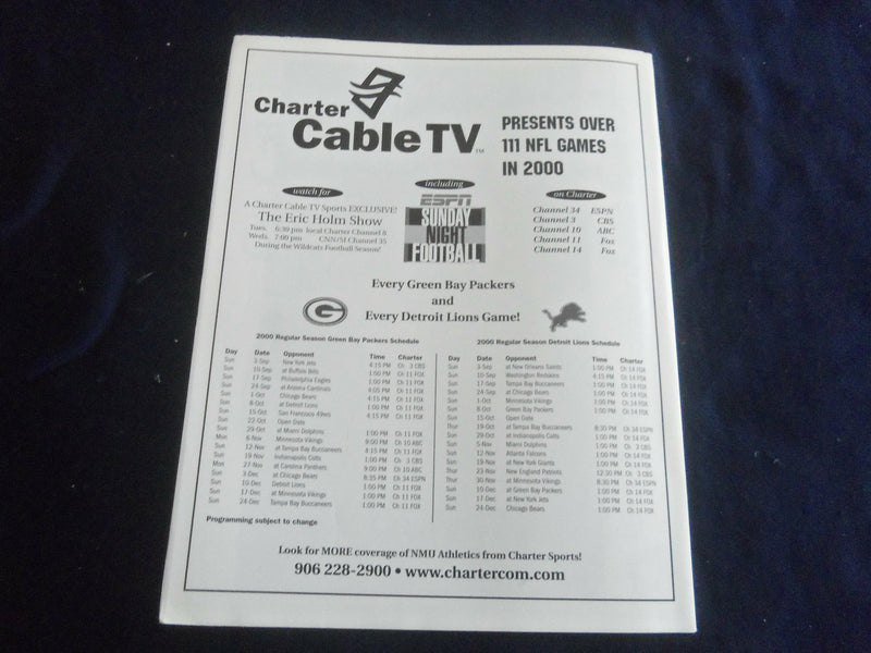 2000 NOV 11 FOOTBALL PROGRAM - NO. MICHIGAN UNIV VS SAGINAW VALLEY ST- SP 1217K