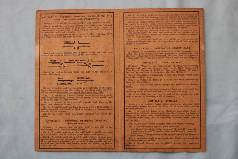 1919 POLICE DEPT. REGULATIONS FOR STREE TRAFFIC IN NEW YORK CITY - K 2569