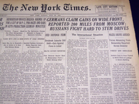 1941 JULY 20 NEW YORK TIMES - GERMANS 200 MILES FROM MOSCOW - NT 1390