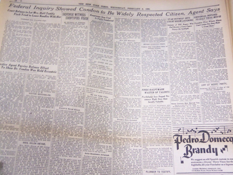 1935 FEB 6 NEW YORK TIMES - CAFE MAN SWEARS FISCH WAS AT BRONX CEMETARY- NT 1920