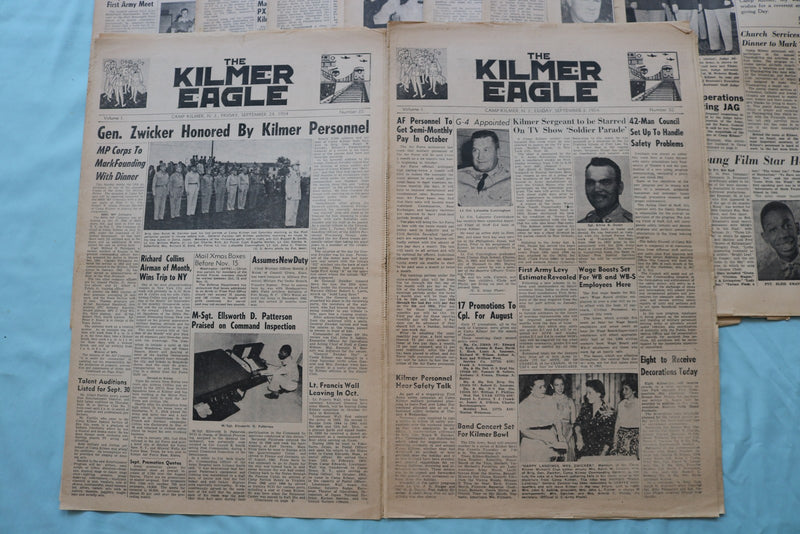 1953-1954 THE KILMER EAGLE NEWSPAPER - CAMP KILMER, NJ - LOT OF 16 - NP 9059