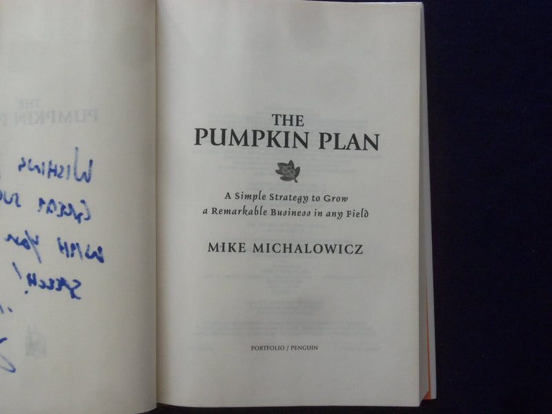 2012 THE PUMPKIN PLAN HARDCOVER BOOK BY MIKE MICHALOWICZ - SIGNED - KD 9323
