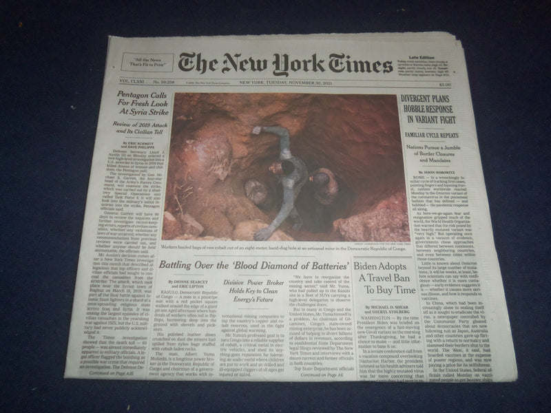 2021 NOVEMBER 30 NEW YORK TIMES-DIVERGENT PLANS HOBBLE RESPONSE IN VARIANT FIGHT