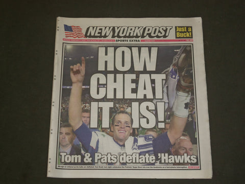 2015 FEBRUARY 2 NEW YORK POST NEWSPAPER - PATRIOTS WIN SUPER BOWL