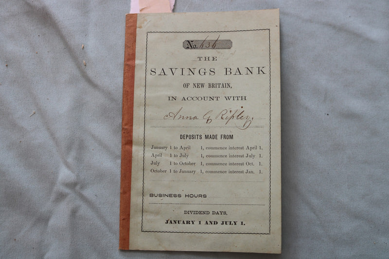 1860'S NEW BRITIAN SAVINGS BANK DEPOSITORS BOOK - K 3308