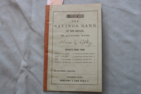 1860'S NEW BRITIAN SAVINGS BANK DEPOSITORS BOOK - K 3308