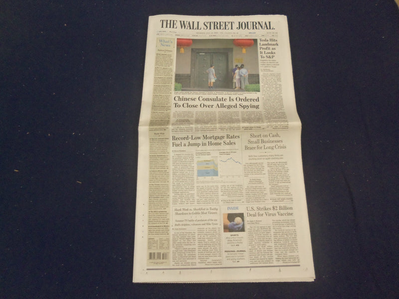 2020 JULY 23 WALL STREET JOURNAL NEWSPAPER - CHINESE CONSOLATE CLOSE OVER SPYING
