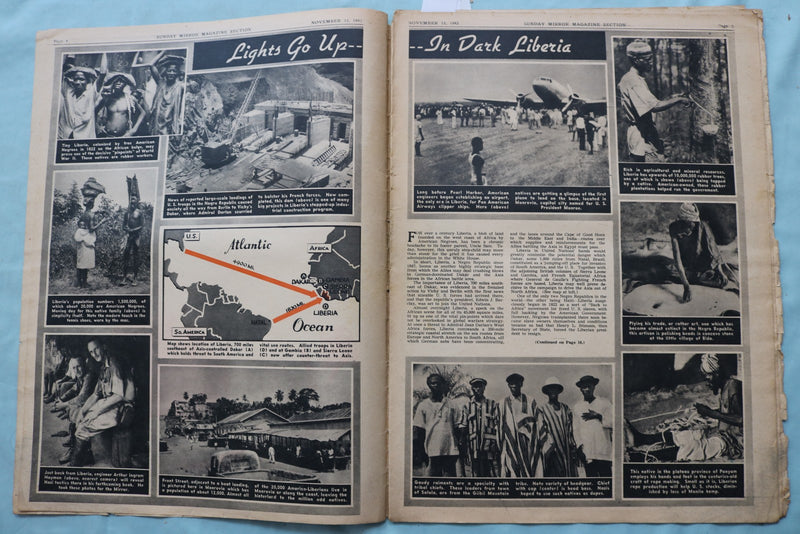 1942 NOV 15 SUNDAY MIRROR NEWSPAPER MAGAZINE SECTION - PRISCILLA LANE - NP 9101