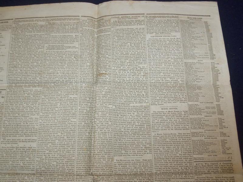1849 APRIL 21 MASSACHUSETTS PLOUGHMAN -SUTTER ACCOUNT OF GOLD DISCOVERY- NP 5165