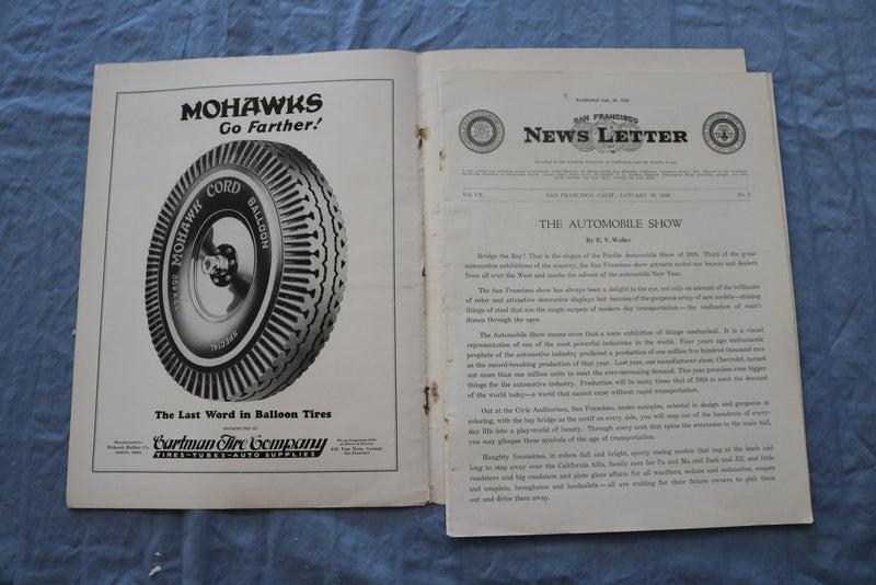 1928 JANUARY 28 SAN FRANCISCO NEWS LETTER MAGAZINE - AUTO SHOW - ST 5509N