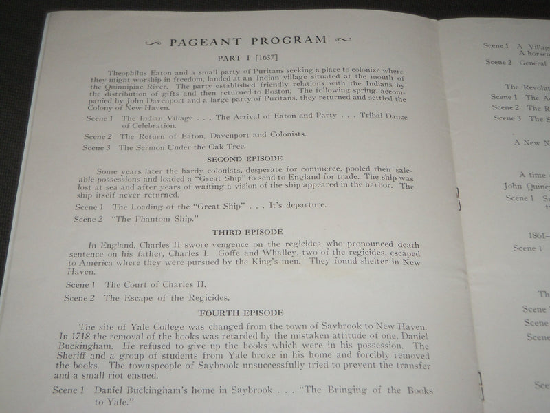 1938 OLD NEW HAVEN PAGEANT TERCENTENARY PROGRAM - YALE BOWL - J 2820