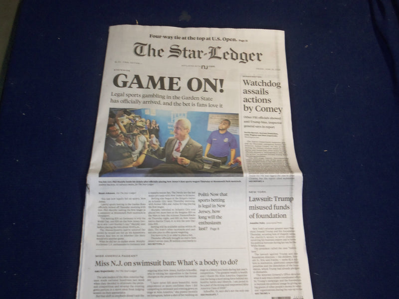 2018 JUNE 15 STAR LEDGER NEWSPAPER - NJ HAS LEGALIZED SPORTS GAMBLING