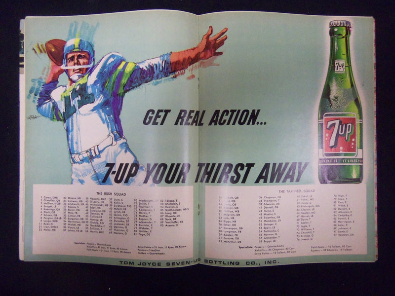 1965 NOVEMBER 13 NORTH CAROLINA VS. NOTRE DAME FOOTBALL PROGRAM - J 2141