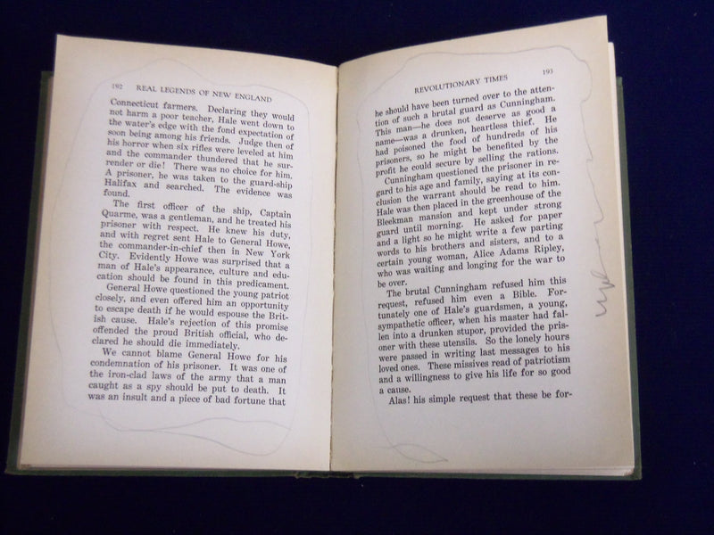 1930 REAL LEGENDS OF NEW ENGLAND BOOK BY G. WALDO BROWNE - KD 2058H