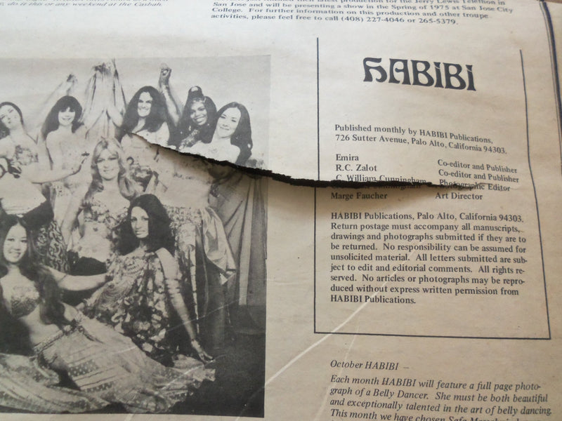 1974 OCTOBER HABIBI NEWSPAPER - VOLUME 1, NUMBER 1 -MIDDLE EASTERN DANCE-NP 6843