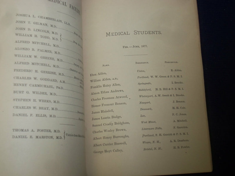 1876-1877 75TH ANNUAL CATALOGUE OF BOWDOIN COLLEGE - ROBERT PEARY - J 4509