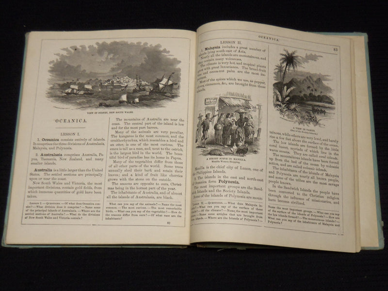 1874 WARREN'S NEW PRIMARY GEOGRAPYH BOOK - NICE COLOR MAPS - KD 2951D