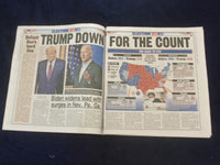 2020 NOVEMBER 7 NEW YORK POST NEWSPAPER - BIDEN THIS CLOSE TO WINNING PRESIDENCY