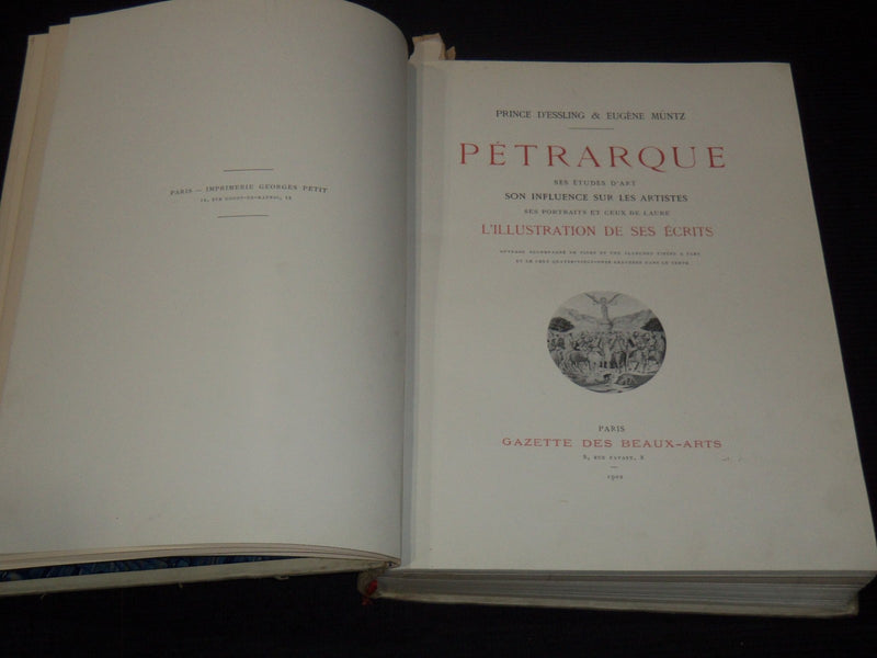 1902 PETRARQUE SES ETUDES D'ART ILLUSTRATED VOLUME - PLATES - PARIS - Z 276