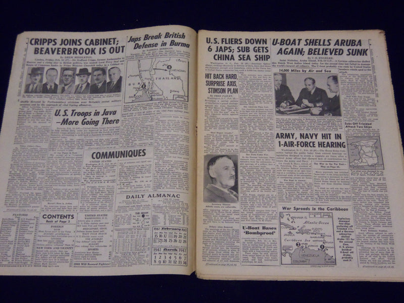 1942 FEBRUARY 20 NEW YORK DAILY NEWS - CHURCHILL BOWS: SHIFTS CABINET - NP 1906