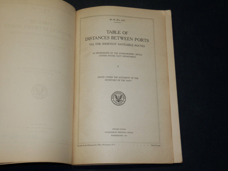 1931 TABLE OF DISTANCES BETWEEN PORTS BY U. S. STATES NAVY DEPARTMENT - J 5874