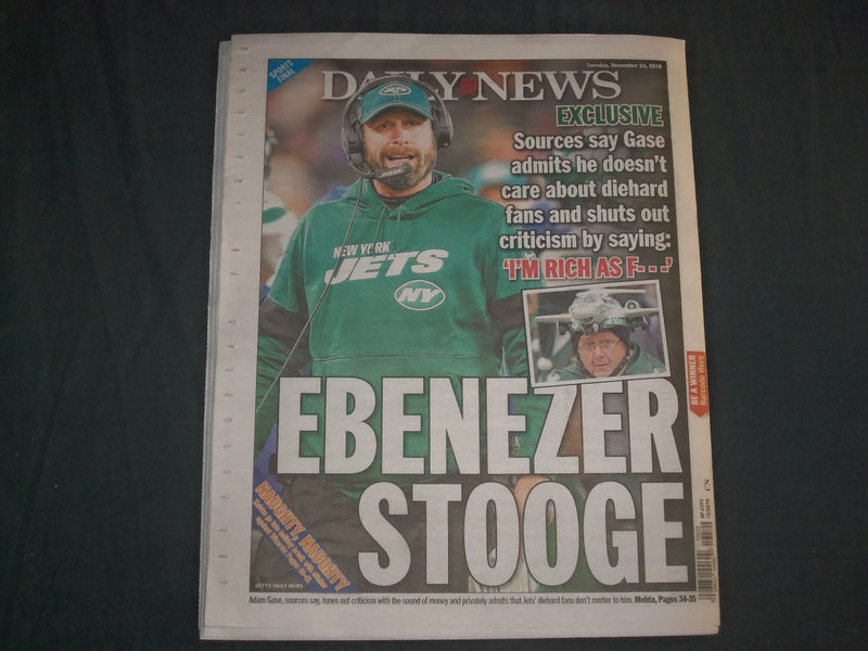 2019 DECEMBER 24 NEW YORK DAILY NEWS NEWSPAPER-FLOODING RAIN IN SOUTH -YULE SLOG