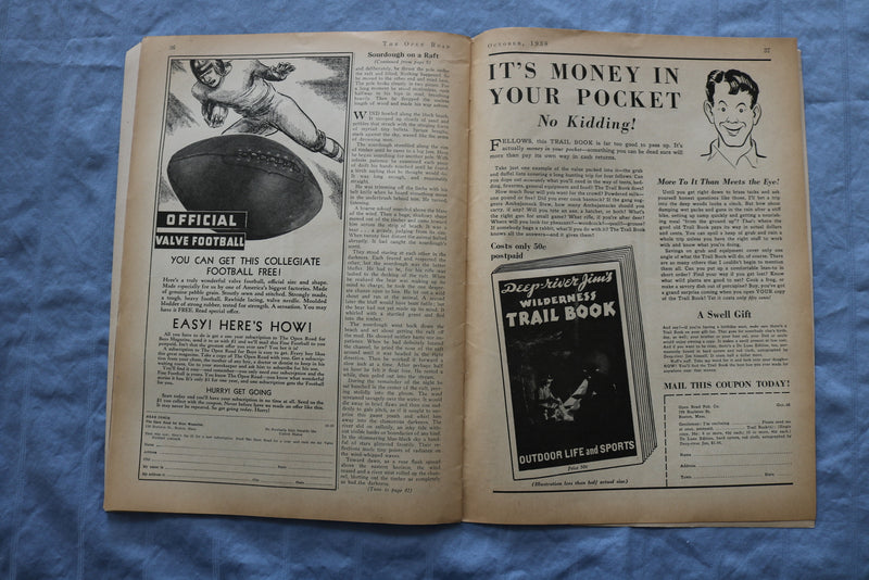 1938 OCTOBER THE OPEN ROAD FOR BOYS MAGAZINE - SIX-MAN FOOTBALL - ST 5510K