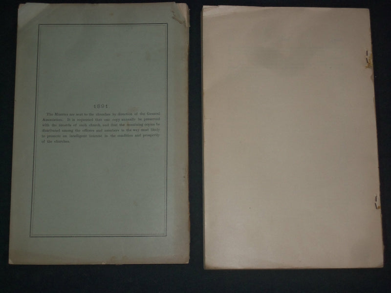 1891-92 CONGREGATIONAL CHURCHES OF MASSACHUSETTS ANNUAL REPORTS-LOT OF 2-J 4376