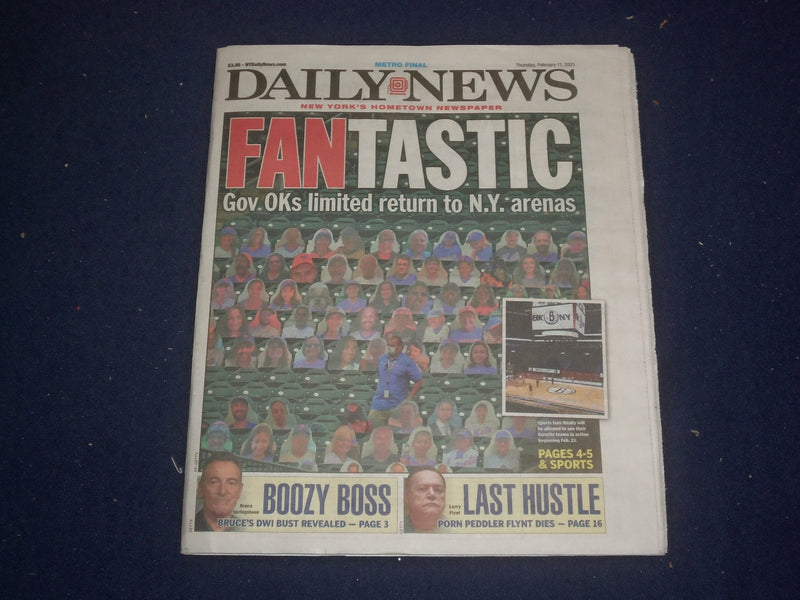 2021 FEBRUARY 11 NEW YORK DAILY NEWS NEWSPAPER - NY OKs LIMITED FANS IN STADIUMS
