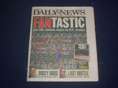 2021 FEBRUARY 11 NEW YORK DAILY NEWS NEWSPAPER - NY OKs LIMITED FANS IN STADIUMS
