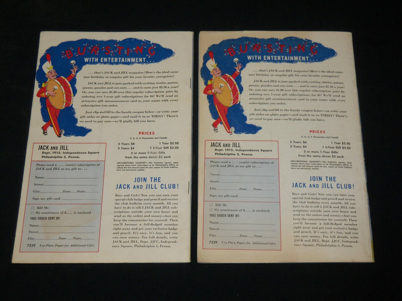 1955 JULY JACK AND JILL MAGAZINE LOT OF 2 ISSUES - AMERICAN FLAG COVER - J 6088