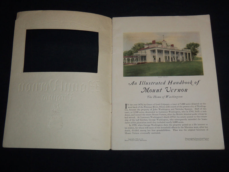 1921 MOUNT VERNON VIRGINIA ILLUSTRATED HANDBOOK - NICE PHOTOS - J 8669