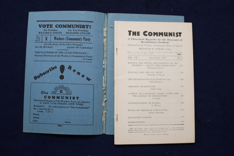 1928 SEPTEMBER THE COMMUNIST MONTHLY PERIODICAL - K 471
