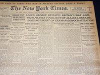 1918 JAN 6 NEW YORK TIMES - LLOYD GEORGE RESTATES BRITAIN'S WAR AIMS - NT 7915