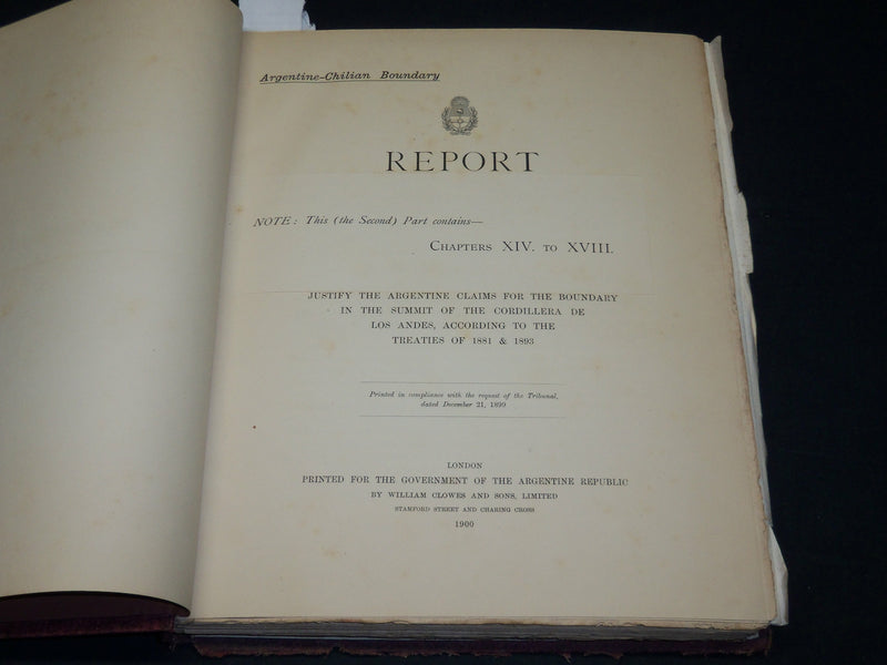 1900 ARGENTINE - CHILIAN BOUNDARY REPORT PART 2 CHAPTERS 14-18- KD 3600F