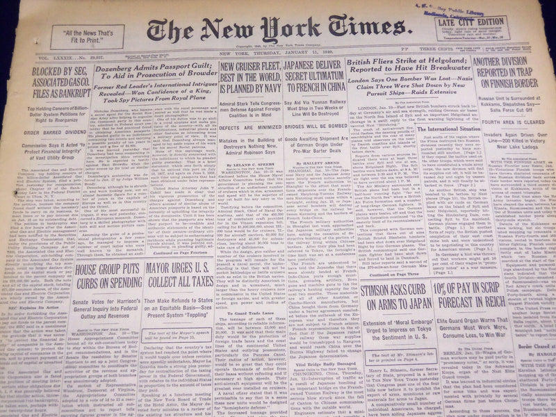 1940 JANUARY 11 NEW YORK TIMES - 200 KILLED NEAR LAKE LADOGA - NT 2676