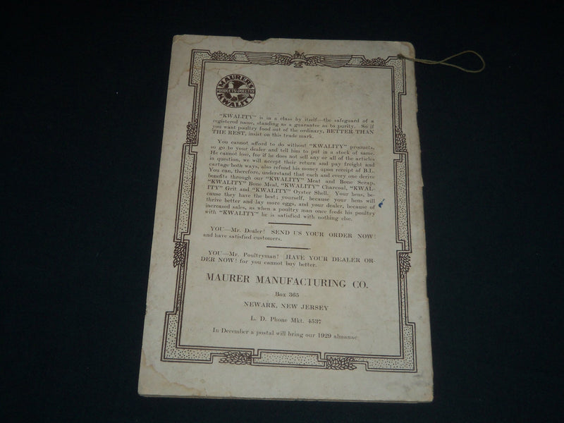 1928 EVERYDAY ALMANAC AND HOME HELPS SOFTCOVER BOOK - MAURER CO. - J 4005