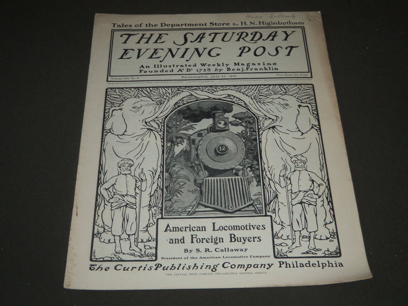 1901 JULY 27 THE SATURDAY EVENING POST MAGAZINE - ILLUSTRATED COVER - SP 542