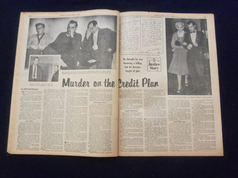 1962 JULY 1 NEW YORK SUNDAY NEWS NEWSPAPER -PAUL BOGARDUS ESCAPES DEATH- NP 6779