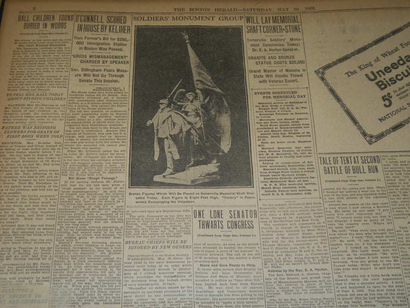 1908 MAY 30 THE BOSTON HERALD - BALL CHILDREN FOUND IN WOODS - BH 77