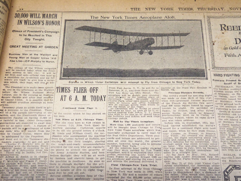 1916 NOVEMBER 2 NEW YORK TIMES - ODDS ON HUGHES CHANGE TO 10 TO 7 - NT 7681