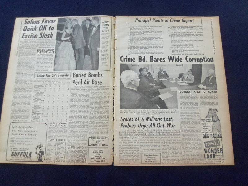 1965 MAY 18 BOSTON RECORD AMERICAN NEWSPAPER-$138K PAID 28 LEGISLATORS - NP 6293