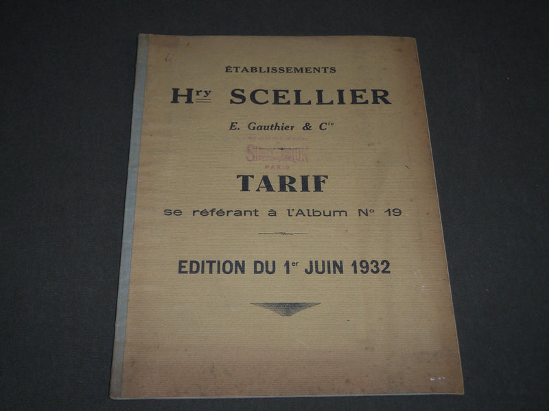 1932 JUNE ETABLISSEMENTS HRY SCELLIER E. GAUTHIER & CIE FRENCH CATALOGUE- FR 458
