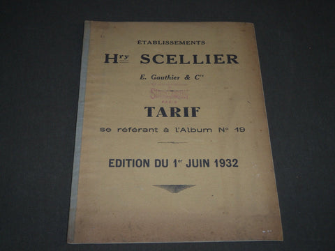 1932 JUNE ETABLISSEMENTS HRY SCELLIER E. GAUTHIER & CIE FRENCH CATALOGUE- FR 458